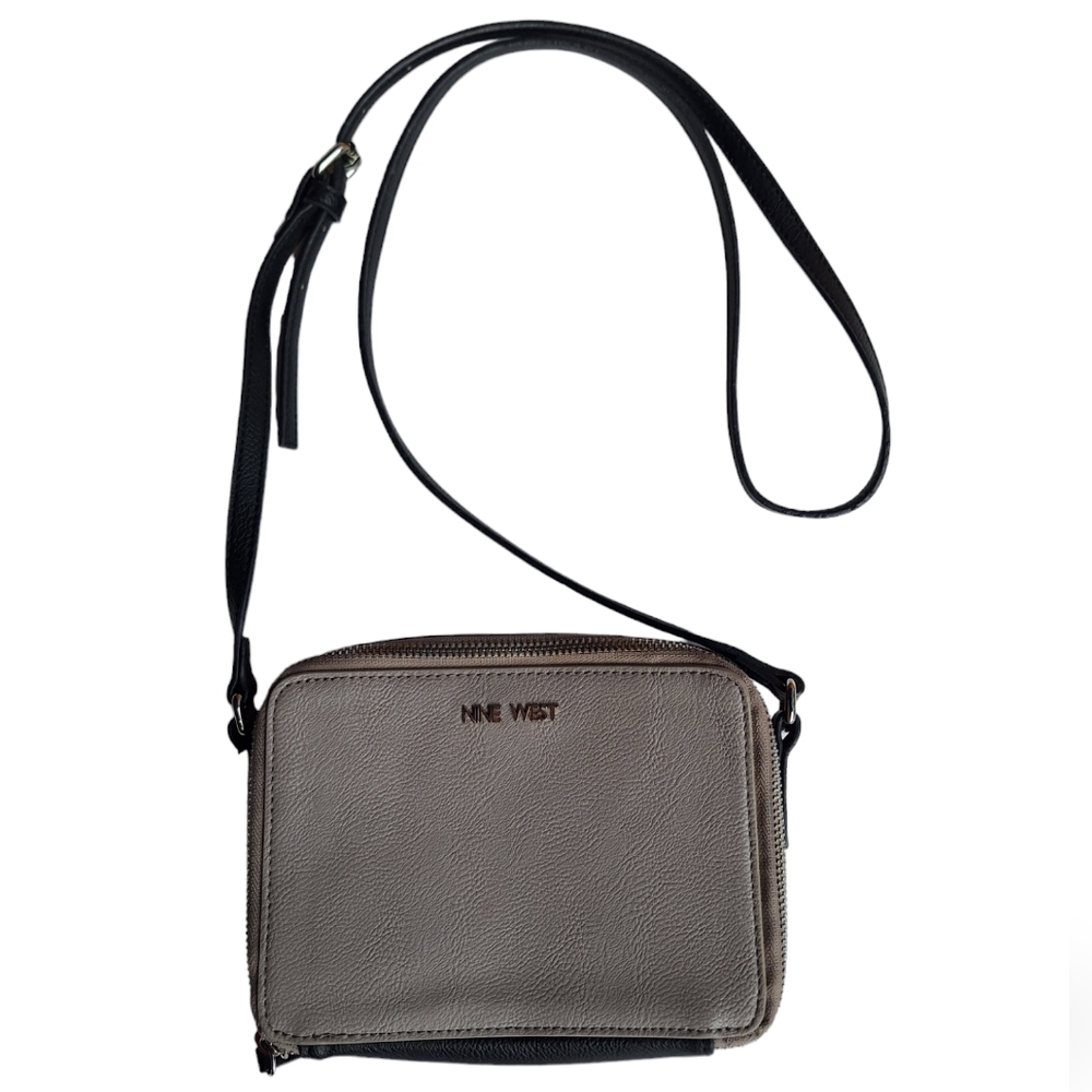 Nine West grey taupe and black crossbody bag